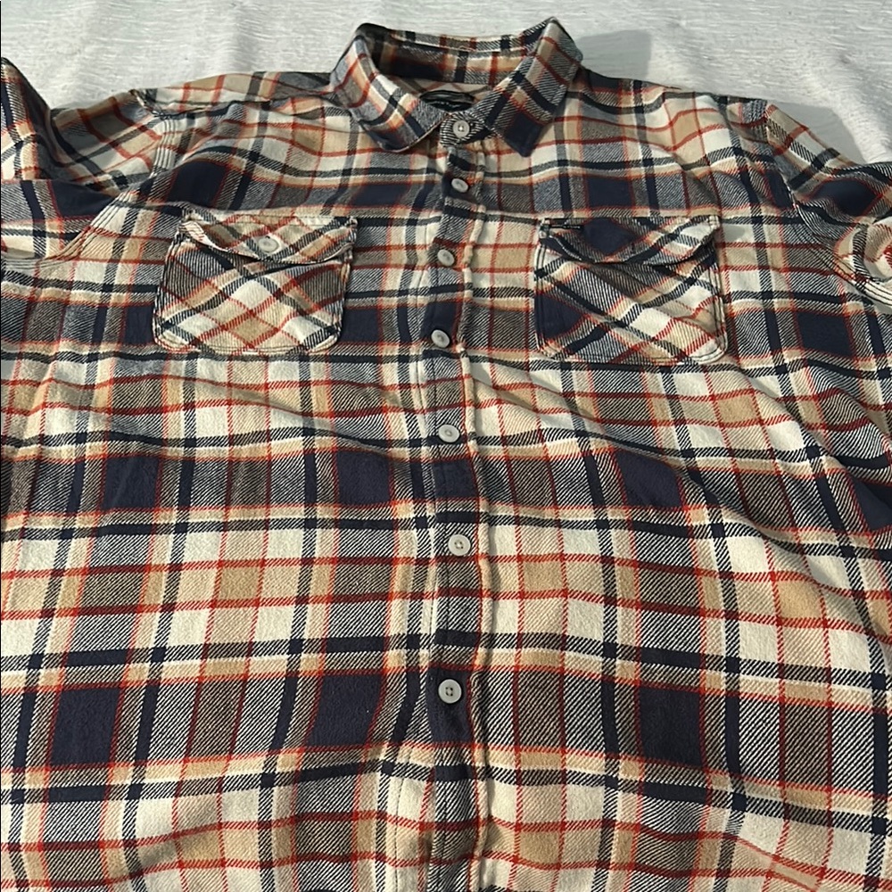 Brixton Navy and Red Plaid Casual Shirt